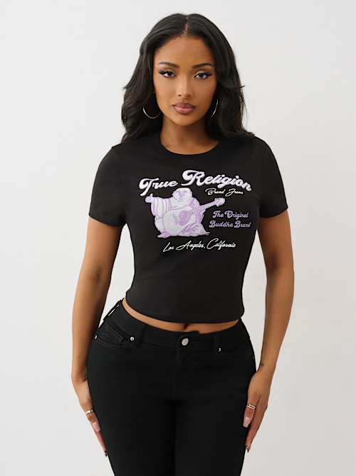 EMBROIDERED BUDDHA PATCH BABY TEE