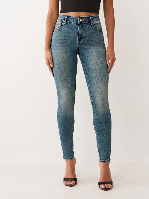 JENNIE MID RISE CRYSTAL CURVY SKINNY JEAN