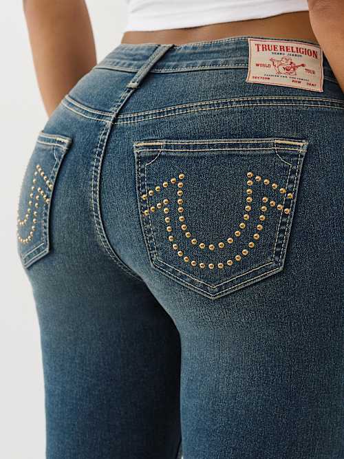 JEANS SKINNY JENNIE CURVILÍNEOS DE TIRO MEDIO CON INCRUSTACIONES