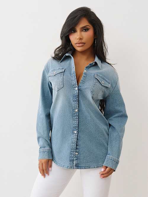 OVERSIZED DENIM HORSESHOE SHIRT