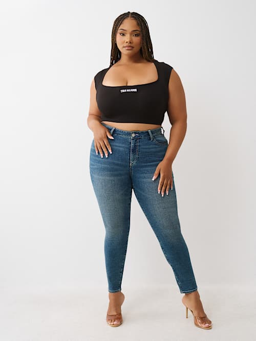 PLUS JENNIE MID RISE FLAP CURVY SKINNY JEAN