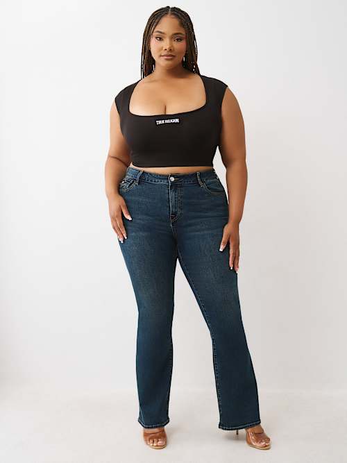 PLUS BECCA CRYSTAL FLAP BOOTCUT JEAN