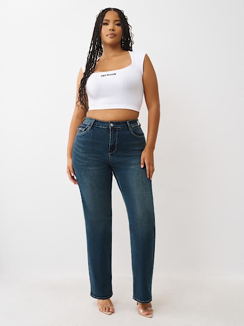 PLUS BILLIE MID RISE FLAP STRAIGHT JEAN