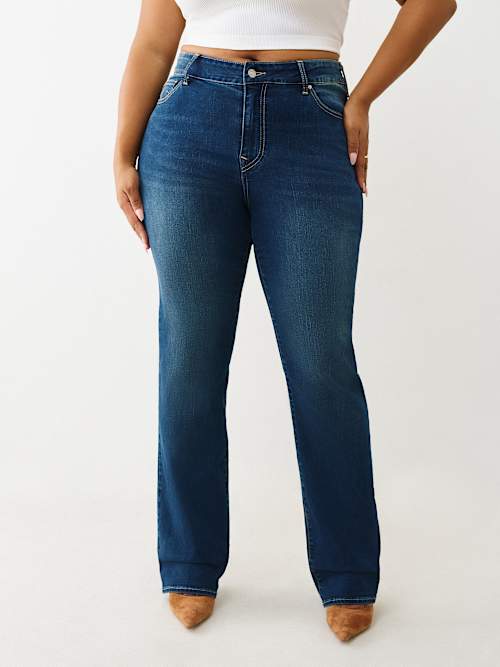 Женские джинсы True Religion Billie, плюс‑размер, со средней посадкой, прямые, темная стирка Mirage
