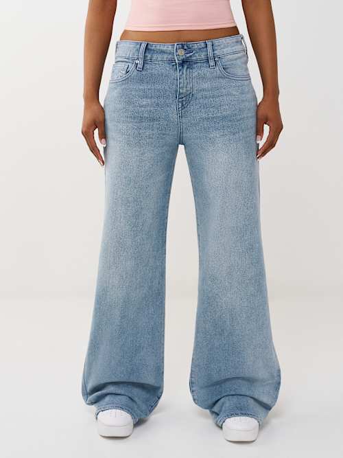 Женские джинсы True Religion Bobbi, средней посадки, свободного кроя, светлая Skyline стирка