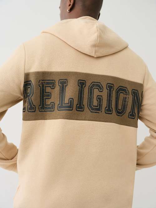 CONTRAST PANEL LOGO HOODIE