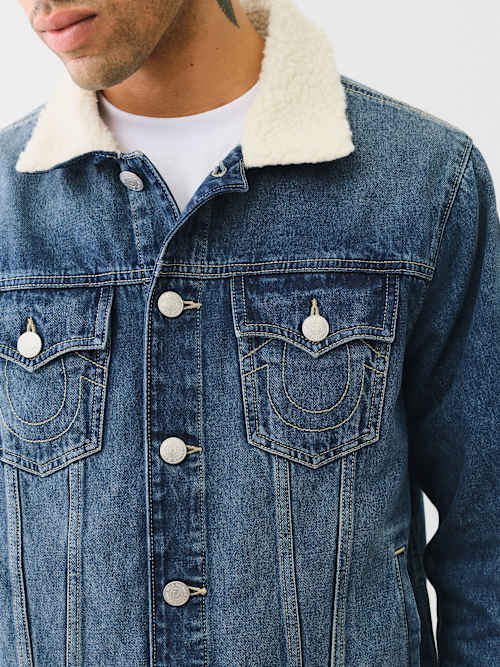  SHERPA COLLAR DENIM TRUCKER JACKET
