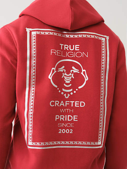 Red and white true fashion religion hoodie