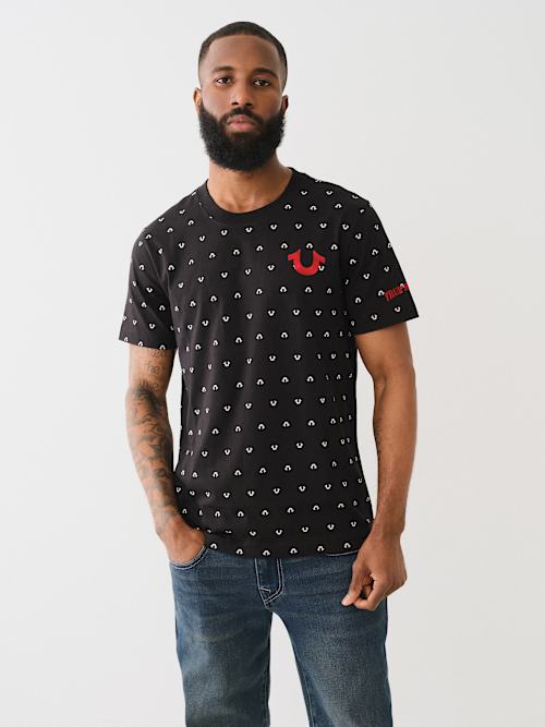 FLOCKED HORSESHOE LOGO PRINT TEE
