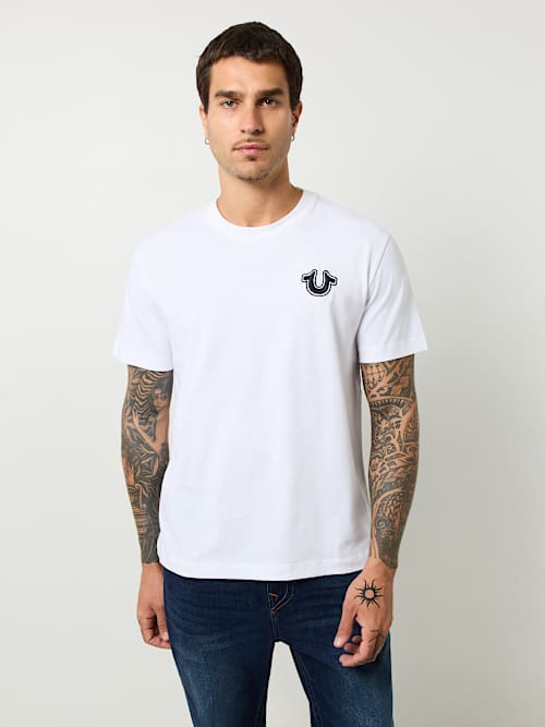 ФУТБОЛКА С ВЫШИТЫМ ЛОГОТИПОМ В ВИДЕ ПОДКОВЫ В ТЯЖЕЛОМ ВЕСЕ