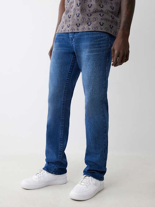 True Religion Mens Relaxed Fit Straight Leg offers Jeans Heavily Stitched Ricky Blue 40