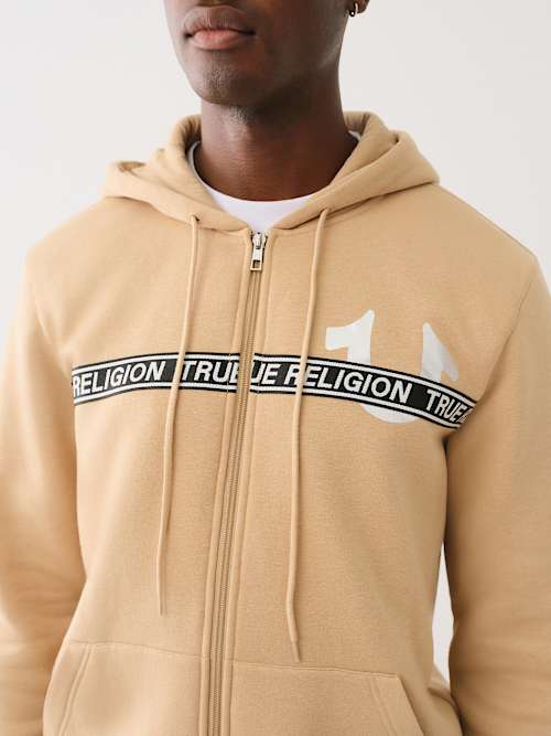 True religion women's logo tape zip up hoodie sale