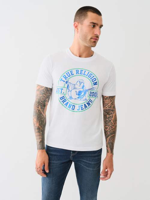 pink and white true religion shirt