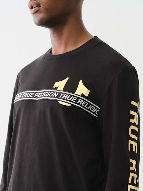 METALLIC TAPING LONG SLEEVE TEE