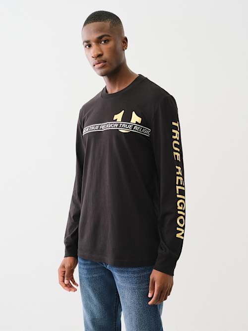 METALLIC TAPING LONG SLEEVE TEE