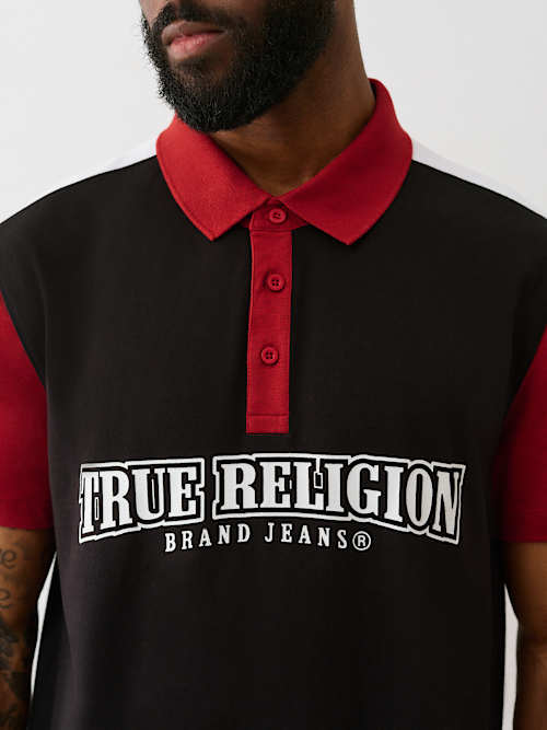 CAMISETA TIPO POLO RELAJADA CON BLOQUE DE COLORES