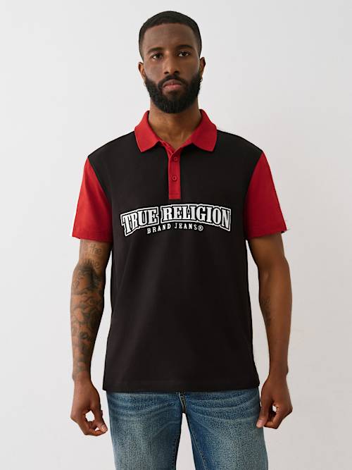 CAMISETA TIPO POLO RELAJADA CON BLOQUE DE COLORES