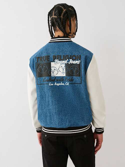 BUDDHA DENIM VARSITY JACKET