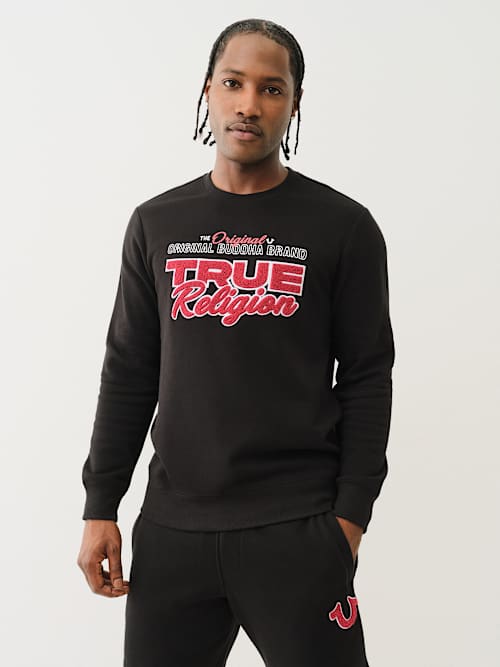 СВИТШОТ TRUE RELIGION CHENILLE CREW SWEATSHIRT В ЦВЕТЕ JET BLACK