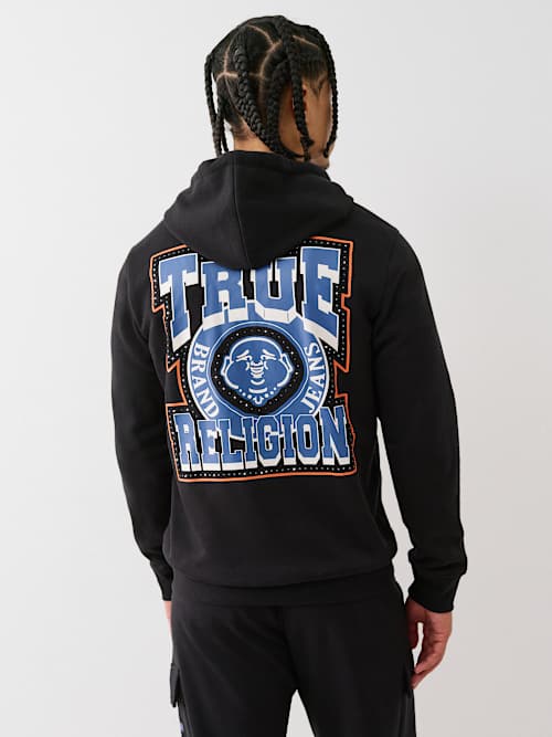 STUDDED RETRO LOGO ZIP HOODIE