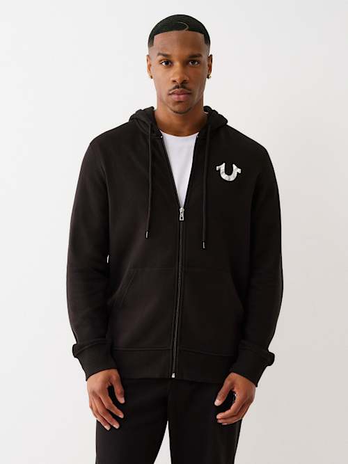 METALLIC BUDDHA ZIP HOODIE