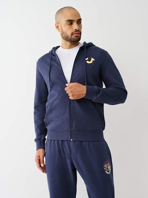 METALLIC BUDDHA ZIP HOODIE