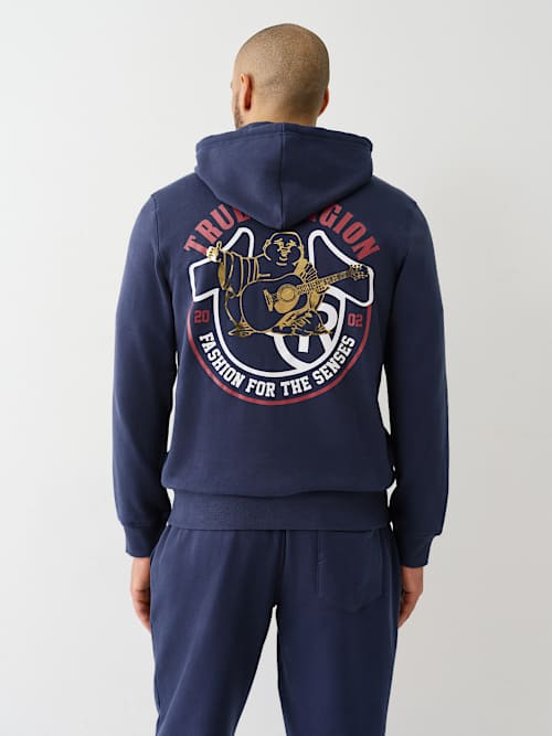 METALLIC BUDDHA ZIP HOODIE