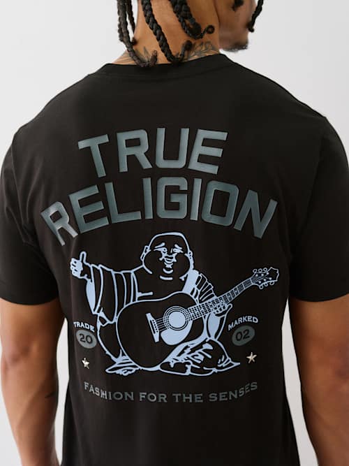 CAMISETA CON LOGOTIPO DE TRUE RELIGION APILADO