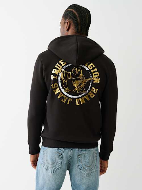 METALLIC LOGO ZIP HOODIE