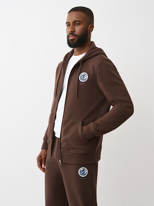 SUDADERA CON CAPUCHA Y CIERRE CON BUDDHA Y GLOBO