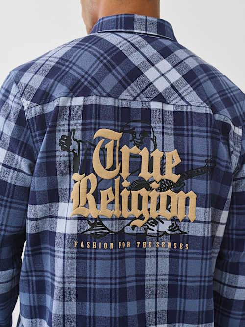 ФЛАНЕЛЕВАЯ РУБАШКА С МАТОВЫМ ЛОГОТИПОМ