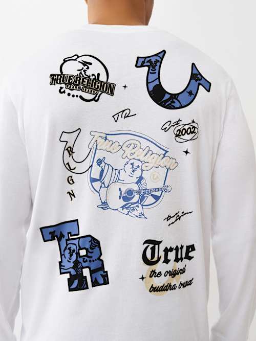 ФУТБОЛКА С ДЛИННЫМ РУКАВОМ В ВИДЕ РАЗБРОСАННЫХ РИСУНКОВ