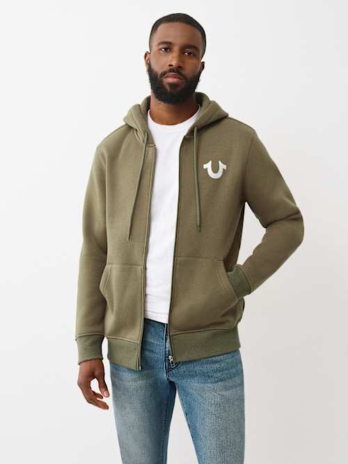 BIG FOIL HORSESHOE ZIP HOODIE