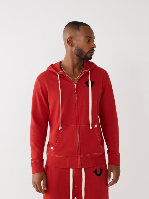 Red zip up online jacket women's