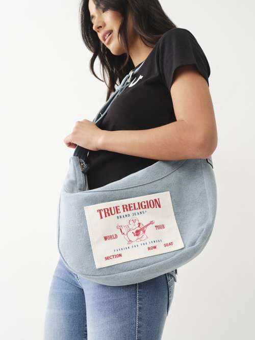 PATCH DENIM SHOULDER BAG