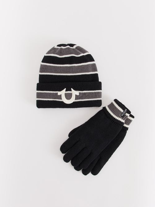 True Religion Black Knit Beanie and Scarf Set True Religion Womens Winter Accessory Set Black Knit Scarf  main image 2
