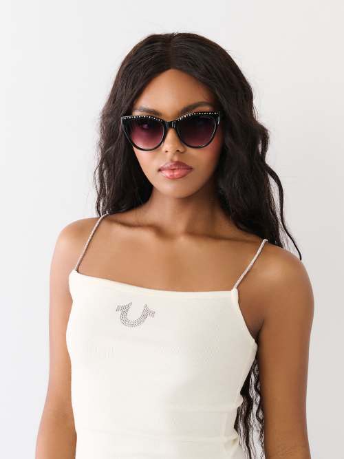 CRYSTAL CAT EYE SUNGLASSES display picture 1