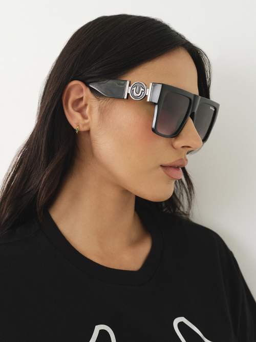 Mirrored Wrap Sunglasses | Black | True Religion