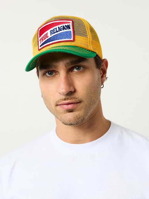 PATCH LOGO COLORBLOCK MESH TRUCKER HAT
