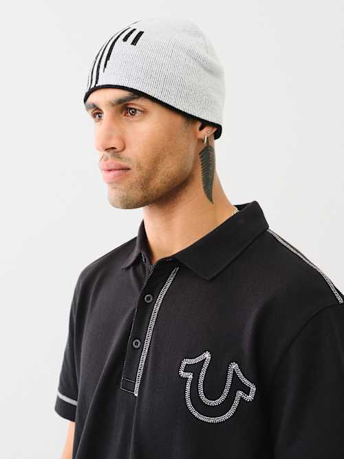 COLORBLOCK STRIPED HORSESHOE BEANIE