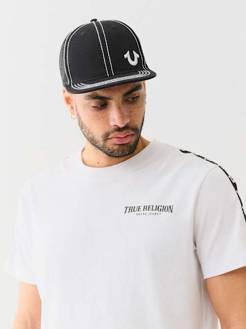 FLAT BRIM HORSESHOE TRUCKER HAT