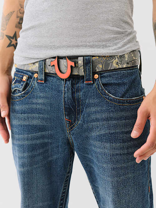 CAMO PRINT HORSESHOE BUCKLE BELT