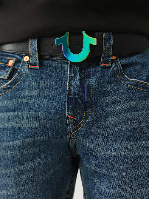 IRIDESCENT HORSESHOE BUCKLE BELT