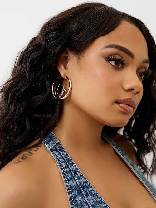 HORSESHOE HALF HOOP EARRINGS