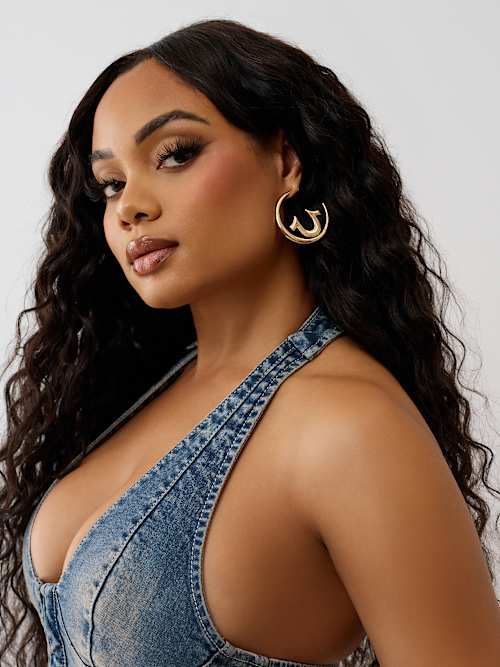 HORSESHOE HALF HOOP EARRINGS