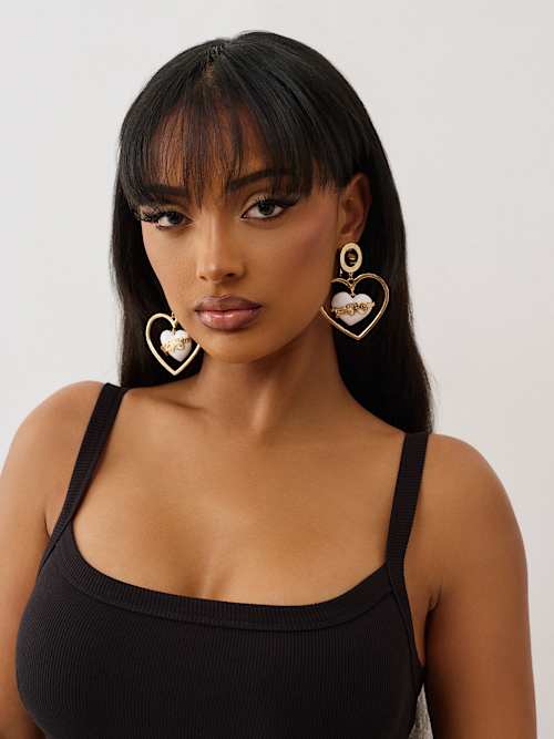 DROP LOGO HEART EARRINGS