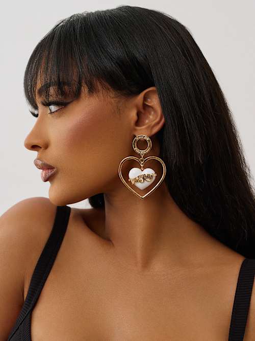 DROP LOGO HEART EARRINGS