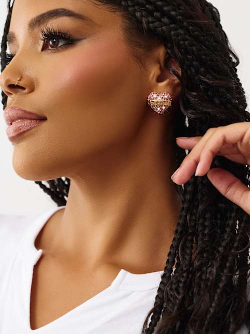 HEART LOGO STUD EARRINGS