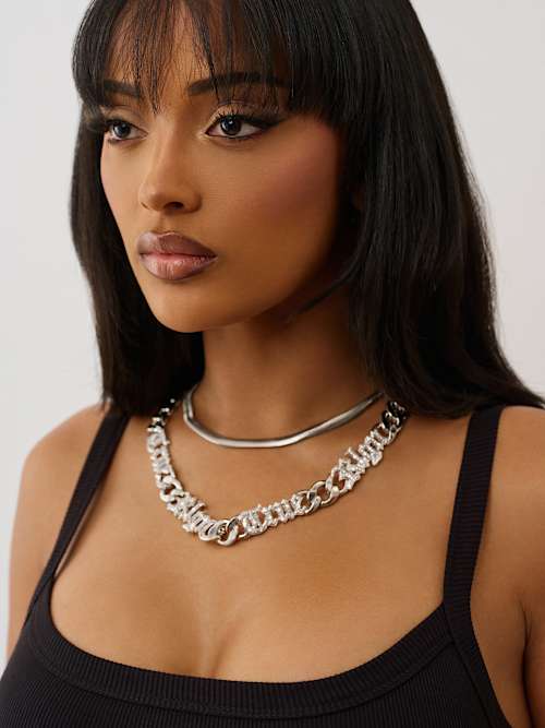 CRYSTAL LOGO CHAIN NECKLACE