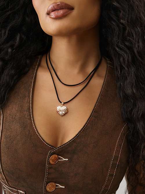 CRYSTAL HEART WRAPPED CHOKER NECKLACE